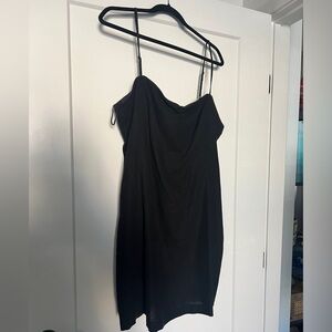gap black thin strap linen dress